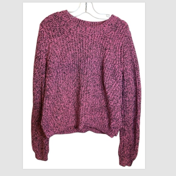 H&M Sweater Women Small Pink black speckled Crew Neck crop Pullover Long Sleeve - Picture 1 of 4